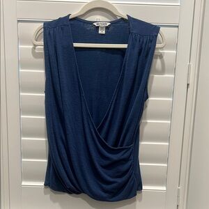 Athleta Blue Wrap Blouse with Elegant Draping